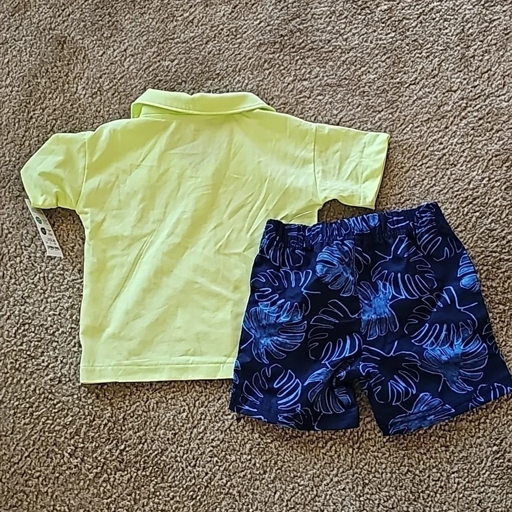 Baby Boy Polo Shirt and Palm Shorts Set 24 Months